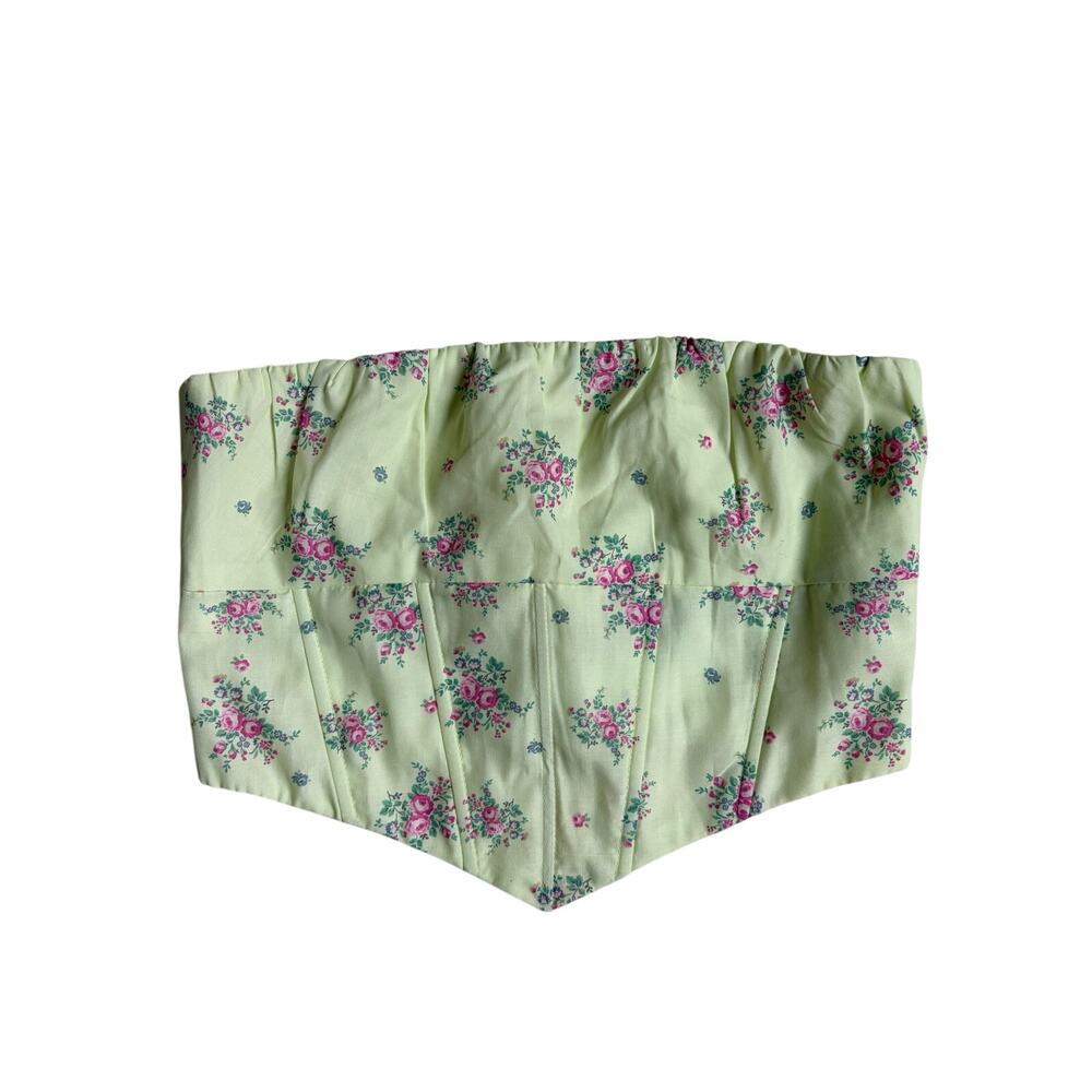Princess Polly Ivy Bustier / Corset Top (Yellow / Green Floral) - Size 4